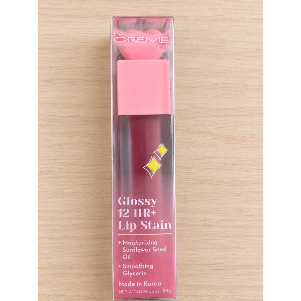 The Creme Shop Glossy 12 HR+ Lip Stain Cherub Pink Sunflower Seed Oil 5.5g